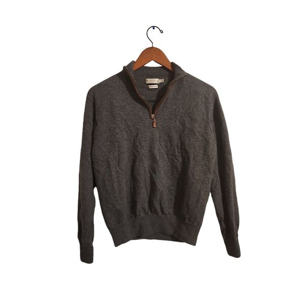 Peter Millar‎ 100% Merino Wool Blue Quarter Zip Sweater Size Large Men's  Gray - Picture 1 of 6